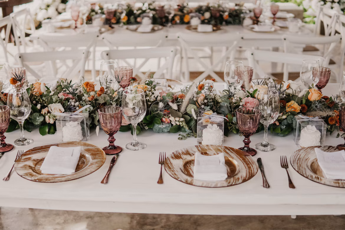 Candlelit luxury wedding table setting